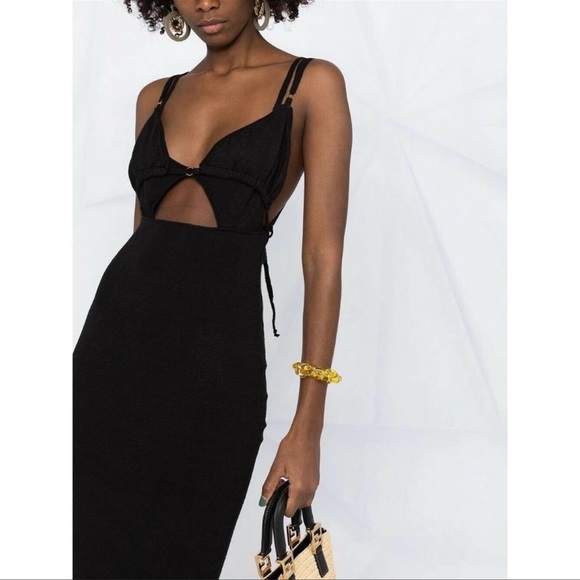 JACQUEMUS La Robe Pila Black Midi Dress Size: 36 - Picture 5 of 15